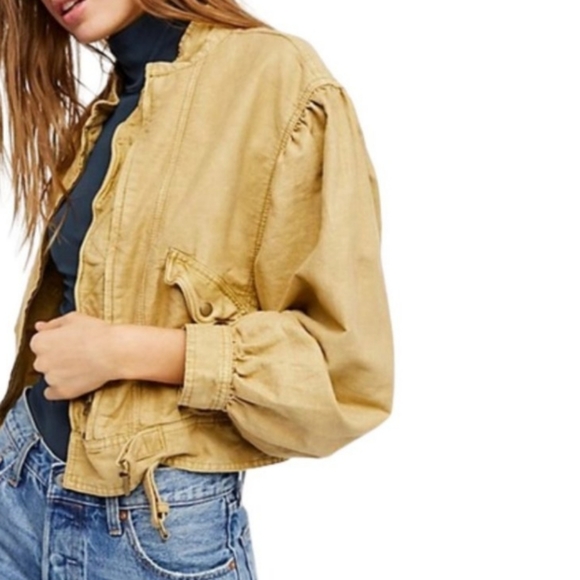Free People Poet Oversized Khaki Moto Jacket - Picture 5 of 8